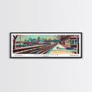 Indianapolis Indiana Panoramic Travel Poster Framed Canvas Print, Mid Century Modern Art, Pop Art Style, Wall Decor, Office Art, Living Room Art