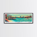 Orlando Florida Panoramic Painting Framed Canvas Print, Travel Poster, Mid Century Modern Art, Pop Art Style, Wall Decor, Office Art