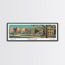 Raleigh North Carolina Panoramic Wall Art Framed Canvas Print, Travel Poster, Mid Century Modern Art, Pop Art Style, Wall Decor, Home Decor