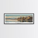 Vancouver Washington Panoramic Framed Canvas Print, Retro Style Wall Art, Unique Travel Poster, Artistic Living Room Decor, Office Gift Idea