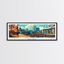 Greensboro North Carolina Panoramic Travel Poster Framed Canvas Print, Mid Century Modern Art, Pop Art Style, Wall Art Decor, Home Decoration