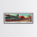 Louisville Kentucky Panoramic Wall Art, Mid Century Modern Framed Canvas Print, Retro Pop Art Travel Poster, Home Decor