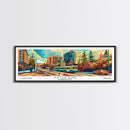 Spokane Washington Panoramic Painting, Mid Century Modern Framed Canvas Print, Retro Pop Art Travel Poster, Wall Decor, Office Art