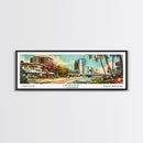 Irvine California Panoramic Wall Art, Mid Century Modern Framed Canvas Print, Retro Pop Art Travel Poster, Home Decor, Living Room Art, Office Wall Hanging