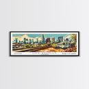 Los Angeles California Panoramic Wall Art, Mid Century Modern Framed Canvas Print, Retro Pop Art Travel Poster, Home Decor, Office Wall Art, Gift Idea
