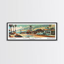 Santa Clarita California Panoramic Wall Art, Mid Century Modern Framed Canvas Print, Retro Pop Art Travel Poster, Living Room and Office Decor