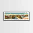 Athens Georgia Panoramic Painting, Mid Century Modern Framed Canvas Print, Retro Pop Art Travel Poster, Living Room Wall Art Decor, City Print