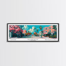 Burbank California Panoramic Painting, Mid Century Modern Framed Canvas Print, Retro Pop Art Travel Poster, Living Room Wall Art, City Art