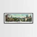 Concord California Panoramic Painting, Mid Century Modern Framed Canvas Print, Retro Pop Art Travel Poster, City Wall Decor, Office Decor