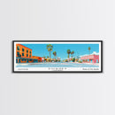 Downey California Panoramic Wall Art, Mid Century Modern Framed Canvas Print, Retro Pop Art Travel Poster, City Living Room Decor, Home Decor