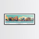Hampton Virginia Panoramic Painting, Mid Century Modern Framed Canvas Print, Retro Pop Art Travel Poster, Office Wall Decor