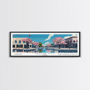 League City Texas Panoramic Painting, Mid Century Modern Framed Canvas Print, Retro Pop Art Travel Poster, Home Decor
