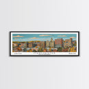 Manchester New Hampshire Panoramic Painting, Mid Century Modern Framed Canvas Print, Retro Pop Art Travel Poster, Living Room Decor