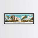 Miami Gardens Florida Panoramic Painting, Mid Century Modern Framed Canvas Print, Retro Pop Art Travel Poster, Home Wall Decor