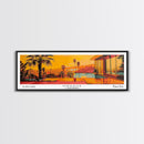 Orange California Panoramic Painting, Mid Century Modern Framed Canvas Print, Retro Pop Art Travel Poster, City Art, Office Wall Decor, Living Room Art