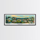 Renton Washington Panoramic Wall Art, Mid Century Modern Framed Canvas Print, Retro Pop Art Travel Poster, City Art, Office Wall Decor, Living Room Art
