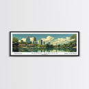 Sandy Springs Georgia Panoramic Painting, Mid Century Modern Framed Canvas Print, Retro Pop Art Travel Poster, City Art, Office Wall Decor, Living Room Art