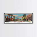 Bakersfield California Panoramic Painting, Framed Canvas Print, Mid Century Modern Wall Art, Retro Pop Art Travel Poster, Living Room Decor, City Art