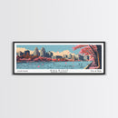 Raleigh North Carolina Panoramic Wall Art, Mid Century Modern Framed Canvas Print, Retro Pop Art Travel Poster, Office Decor, Gift Idea