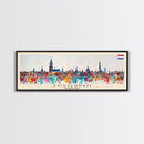 Amsterdam Netherlands Travel Art, City Art, Framed Canvas Print or Metal Wall Art, Europe Travel Poster, Panoramic Wall Art, Extra Wide Wall Art
