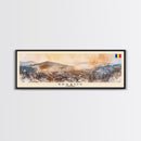 Brasov Romania Panoramic Travel Poster, Framed Canvas Print or Metal Wall Art, Travel Art, Home Decor, Panoramic Painting, Midcentury Art