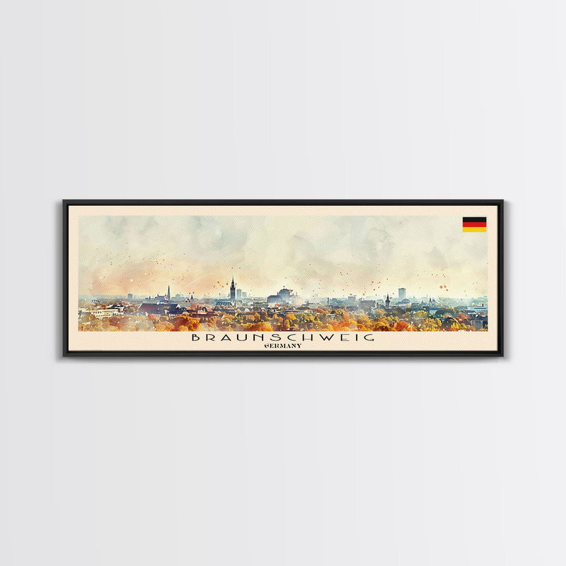 Braunschweig Germany Travel Art, City Art, Framed Canvas Print or Metal Wall Art, Europe Travel Poster, Panoramic Wall Art, Extra Wide Wall Art