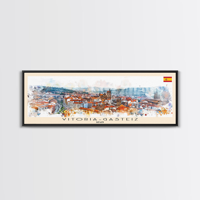 Vitoria Gasteiz Spain Travel Art, City Art, Framed Canvas Print or Metal Wall Art, Europe Travel Poster, Panoramic Wall Art, Extra Wide Wall Art