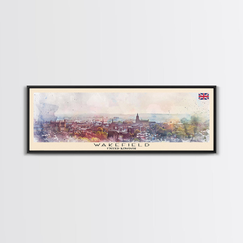 Wakefield United Kingdom Travel Print Wall Art, Panoramic City Art, Travel Art, Wall Decor, Vacation Gift, Framed Canvas Print Or Metal Art