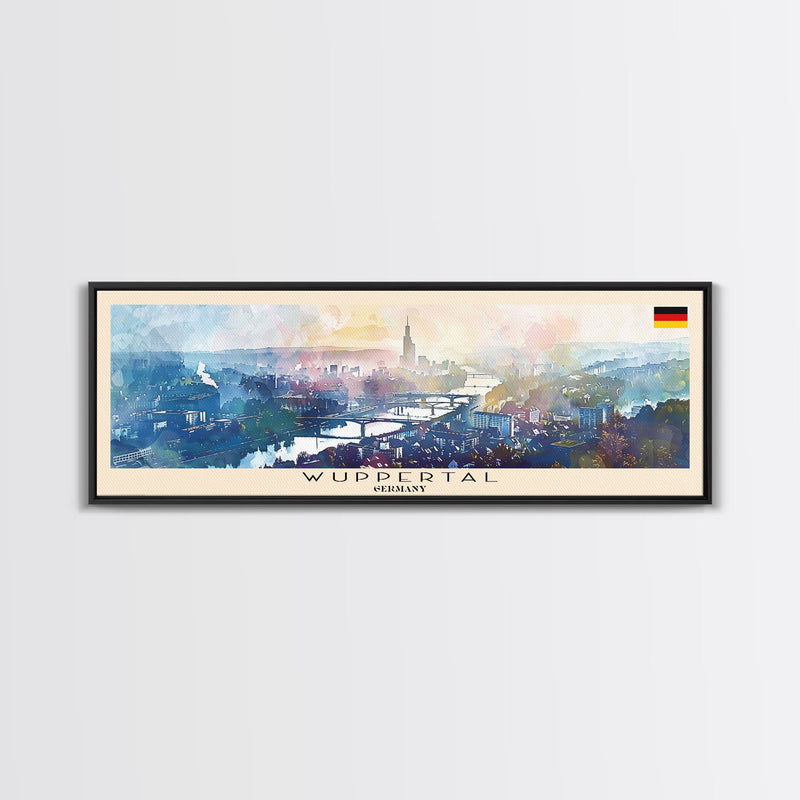 Wuppertal Germany Travel Art, City Art, Framed Canvas Print or Metal Wall Art, Europe Travel Poster, Panoramic Wall Art, Extra Wide Wall Art