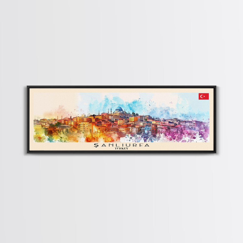 ÅanlÄ±urfa Turkey Travel Art, City Art, Framed Canvas Print or Metal Wall Art, Europe Travel Poster, Panoramic Wall Art, Extra Wide Wall Art