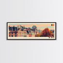 Brussels Belgium Panoramic Travel Poster, Framed Canvas Print or Metal Wall Art, Travel Art, Home Decor, Panoramic Painting, Midcentury Art