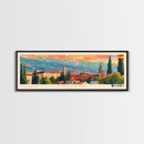 Granada Spain Panoramic Travel Poster, Framed Canvas Print or Metal Wall Art, Travel Art, Home Decor, Panoramic Painting, Midcentury Art