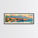Heraklion Greece Panoramic Travel Poster, Framed Canvas Print or Metal Wall Art, Travel Art, Home Decor, Panoramic Painting, Midcentury Art