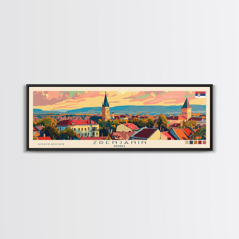 Zrenjanin Serbia Wall Art, Panoramic Travel Poster, Panoramic Framed Canvas Print, City Wall Art, Wall Hanging Home Decor, Travel Art