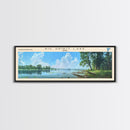 Big Spirit Lake Iowa Framed Canvas Print, Panoramic Lake House Decor, Scenic View, Travel Poster, Rustic Art, Lake Painting