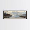 Black Lake Canada Northwest Territories Framed Canvas Print, Panoramic Lake House Art, Scenic View, Travel Poster, Lake Painting