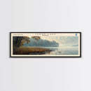 Cedar Lake Illinois Framed Canvas Print, Lake House Art, Panoramic Wide Art, Travel Poster, Minimalist Lake Painting, Home Decor