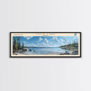 Cold Lake Framed Canvas Print, Lake House Art, Panoramic Wide Art, Travel Poster, Modern Lake Painting, Home Decor