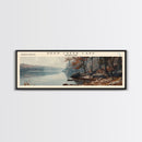 Deal Lake New Jersey Framed Canvas Print, Lake House Art, Panoramic Wall Art, Travel Poster, Rustic Lake Painting, Home Decor