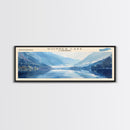 Donner Lake California Framed Canvas Print, Lake House Decor, Panoramic Wall Art, Travel Poster, Modern Lake Painting, Nature Art
