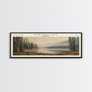 Hebgen Lake Montana Framed Canvas Print, Lake House Art, Panoramic Wall Art, Travel Poster, Beautiful Lake Painting, Home Decor