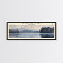 Highland Lake Connecticut Framed Canvas Print, Lake House Art, Panoramic Wall Art, Travel Poster, Scenic Lake Painting, Home Decor