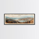 La Angustura Dam Framed Canvas Print, Lake House Art, Panoramic Wall Art, Travel Poster, Beautiful Lake Painting, Home Decor