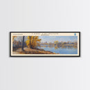 Lake Calhoun Minnesota Framed Canvas Print, Panoramic Lake House Decor, Wall Art, Travel Poster, Serene Lake Painting, Nature Art