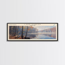 Lake Habeeb Maryland Framed Canvas Print, Lake House Decor, Panoramic Wall Art, Travel Poster, Serene Lake Painting, Nature Art