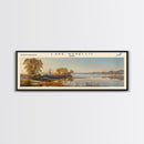 Lake Wapello Iowa Framed Canvas Print, Lake House Decor, Panoramic Wall Art, Travel Poster, Landscape Painting, Modern Art