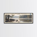 Lake of the Woods Framed Canvas Print, Lake House Decor, Panoramic Wall Art, Travel Poster, Landscape Painting, Contemporary Art