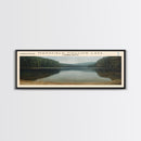 Mansfield Hollow Lake Connecticut Framed Canvas Print, Lake House Decor, Panoramic Wall Art, Travel Poster, Landscape Painting, Contemporary Art