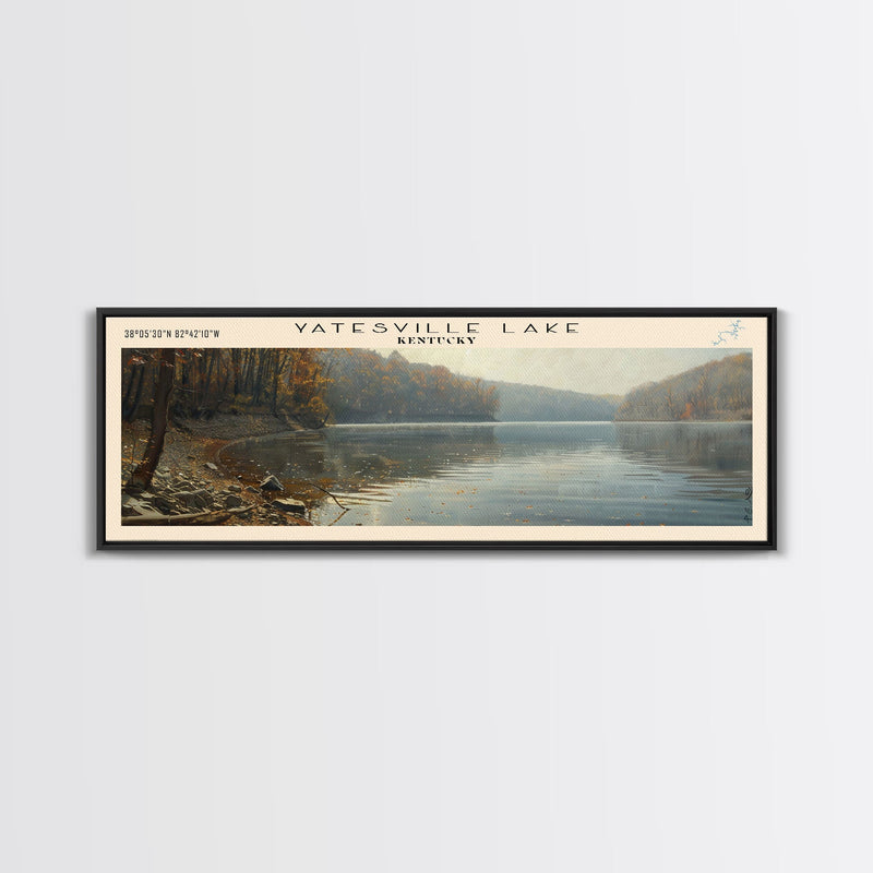 Yatesville Lake Kentucky Panoramic Wall Art, Framed Canvas Print, Lake House Decor, Travel Poster, Scenic Lake Scene, Bedroom Decor