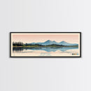Atlin Lake British Columbia Framed Canvas Print, Panoramic Travel Poster, Midcentury Modern Wall Art, Pop Art, Bedroom Decor
